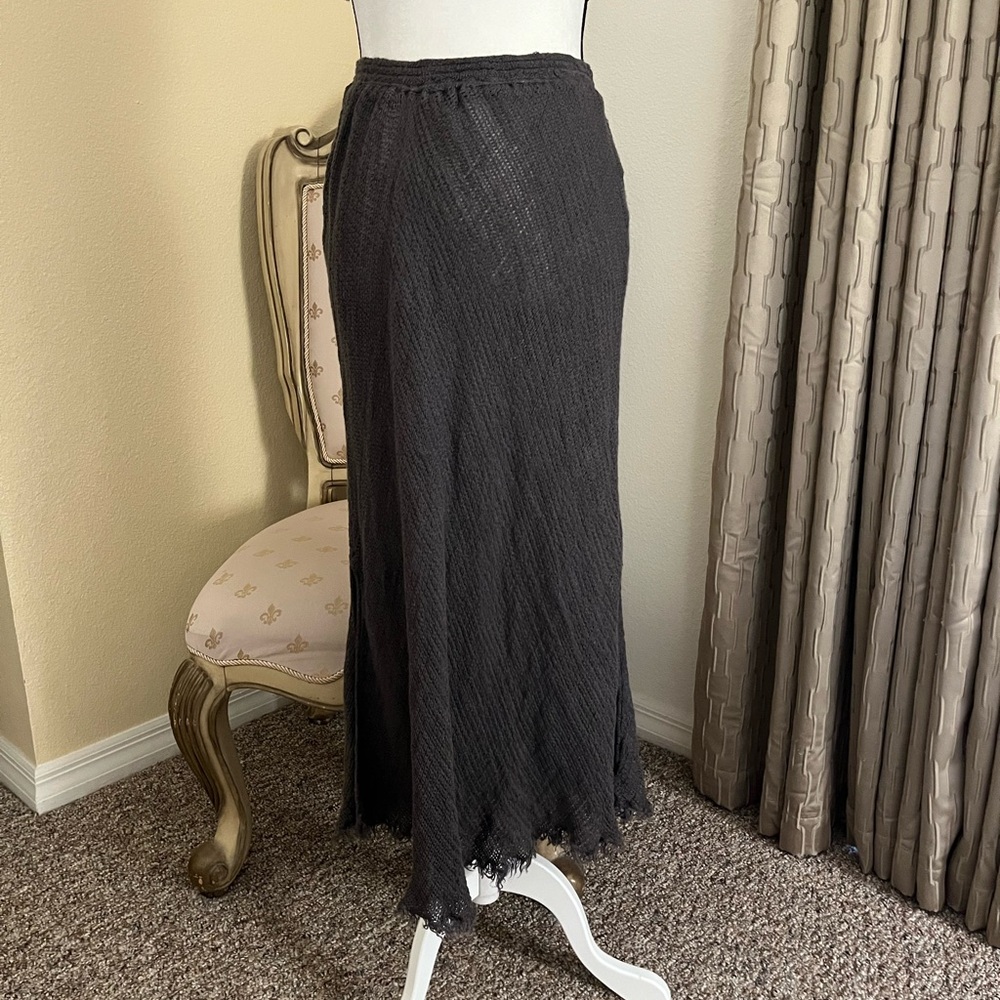 La Bottega Di Brunella Gray Long Flax Linen Lagenlook Handwoven Skirt. Sz Small